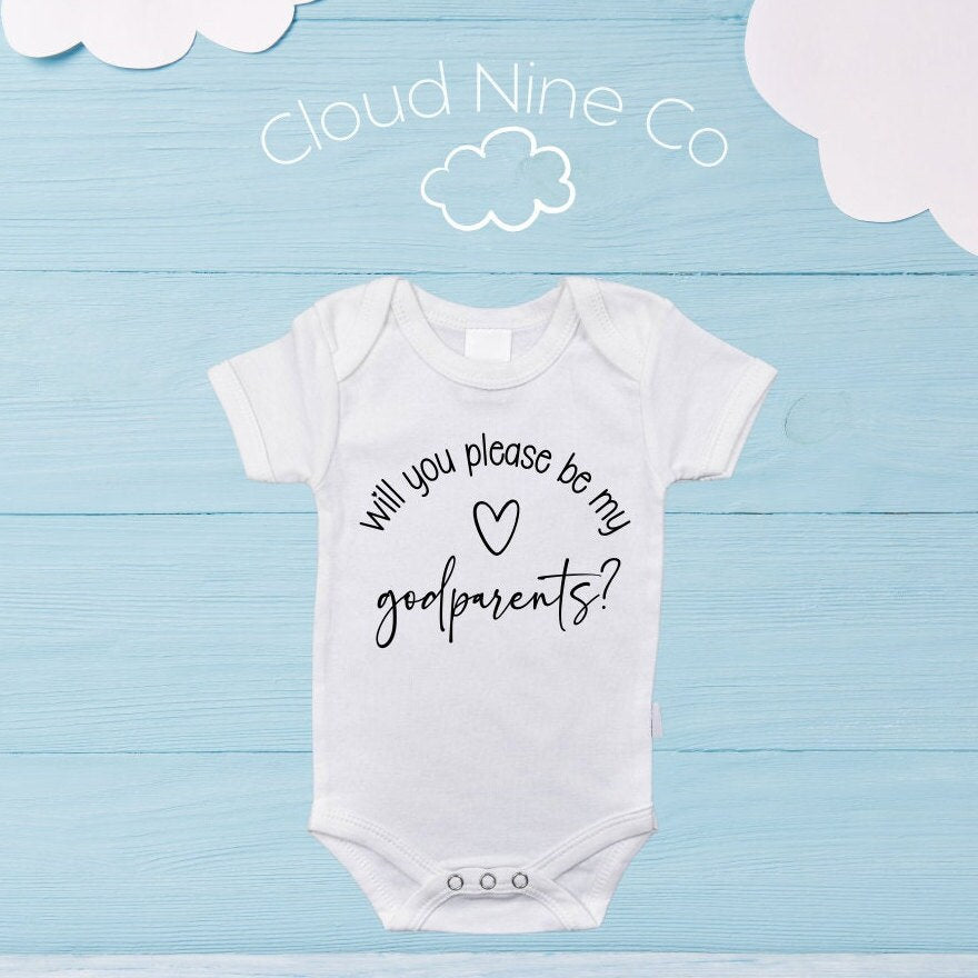 Godparent proposal onesie, will you be my godparents, godmother gift, godfather gift, custom pregnancy reveal, godparents announcement