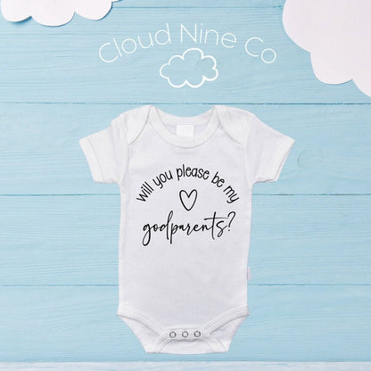 Godparent proposal onesie, will you be my godparents, godmother gift, godfather gift, custom pregnancy reveal, godparents announcement