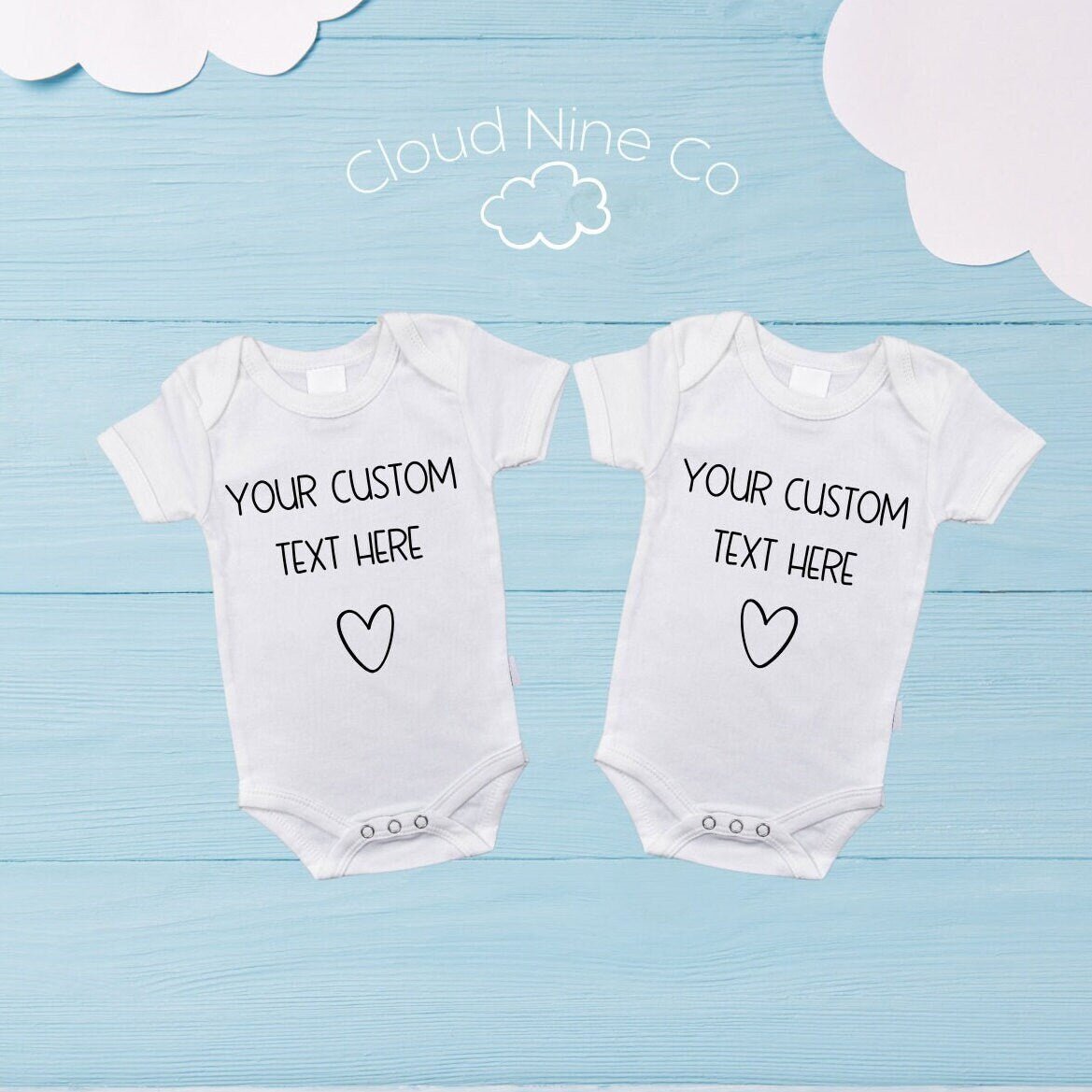 Custom twin baby onesies, create your own bodysuit set, custom text romper, baby shower gift, personalised newborn gift, customisable onesie