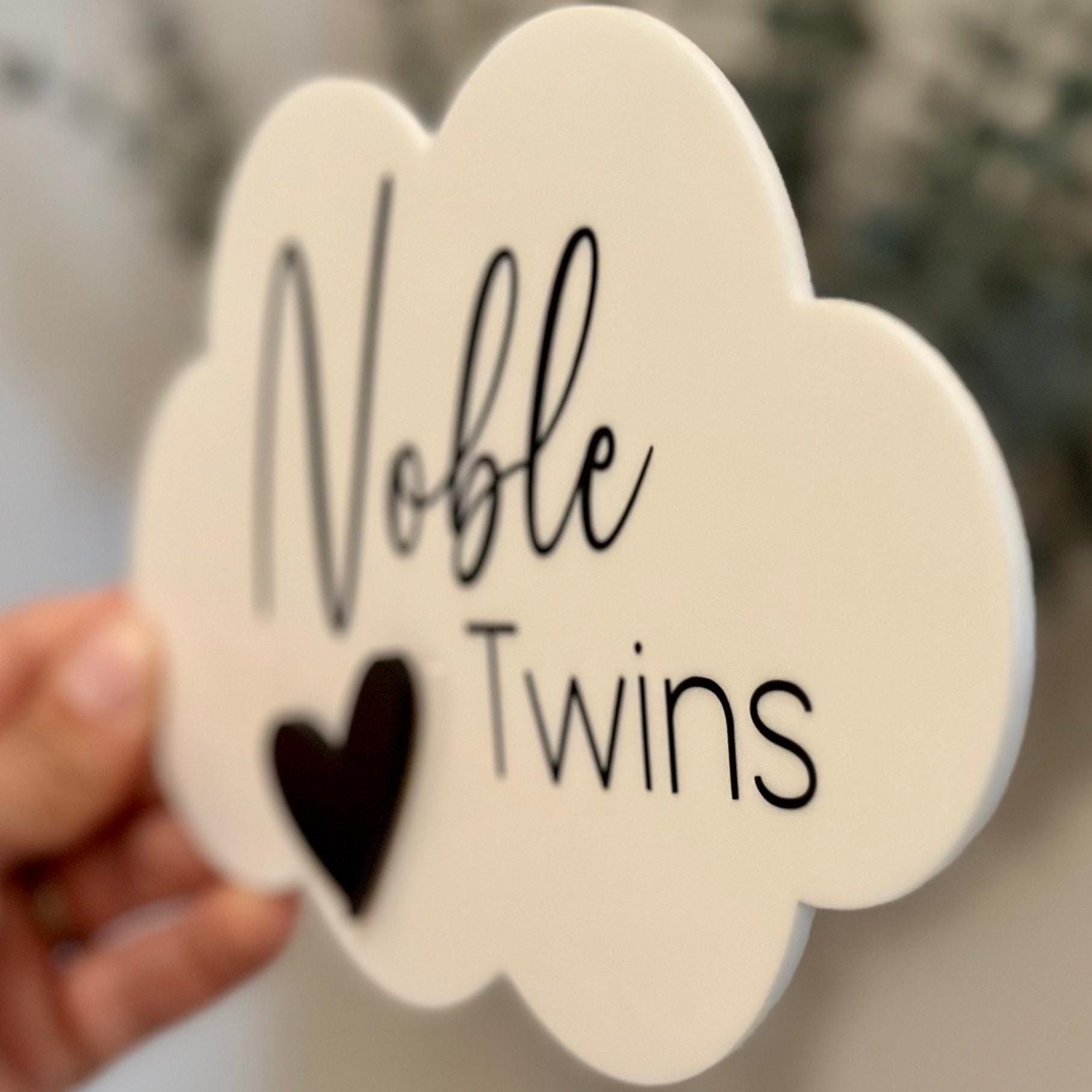 Cloud-Shaped Twin Pregnancy Announcement Plaque