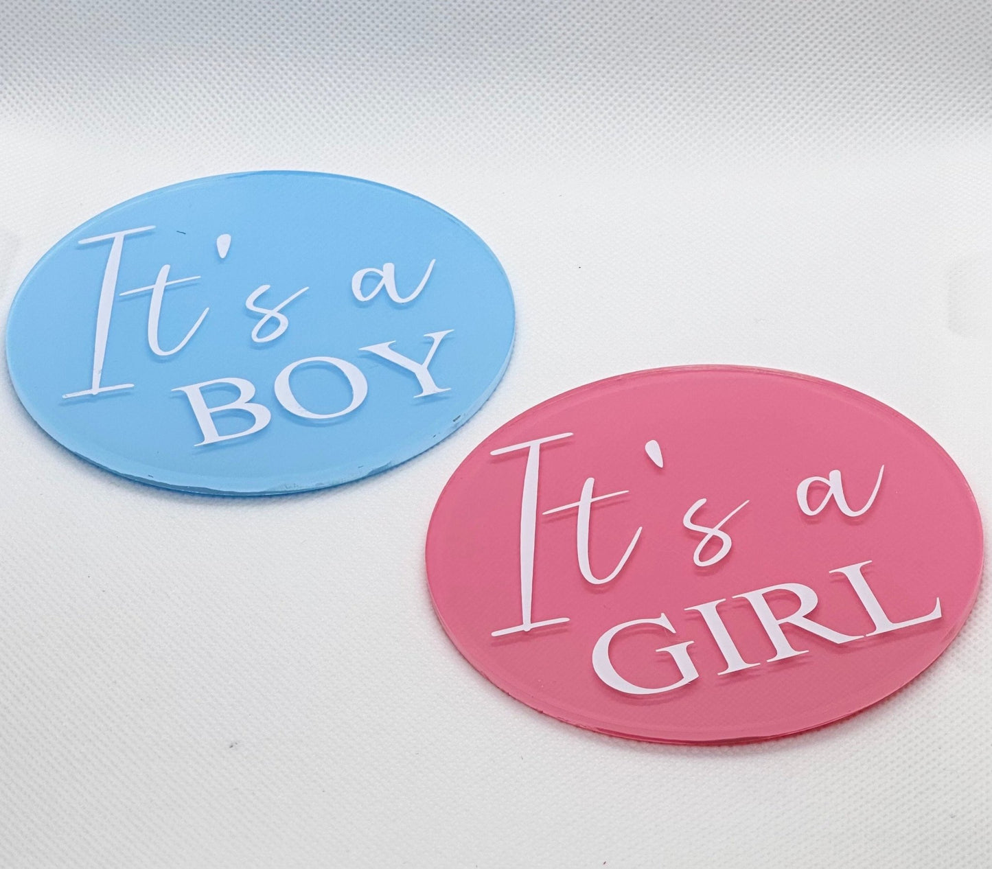 It's A Boy It's A Girl pregnancy announcement, dual gender reveal discs, gender announcement duo, boy girl twins dcda twins gender reveal