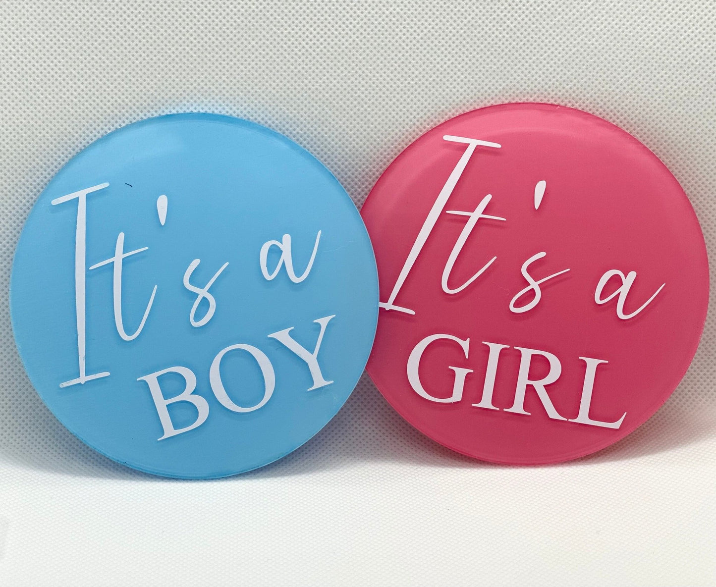 It's A Boy It's A Girl pregnancy announcement, dual gender reveal discs, gender announcement duo, boy girl twins dcda twins gender reveal