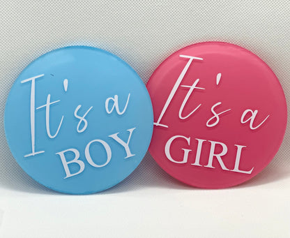 It's A Boy It's A Girl pregnancy announcement, dual gender reveal discs, gender announcement duo, boy girl twins dcda twins gender reveal